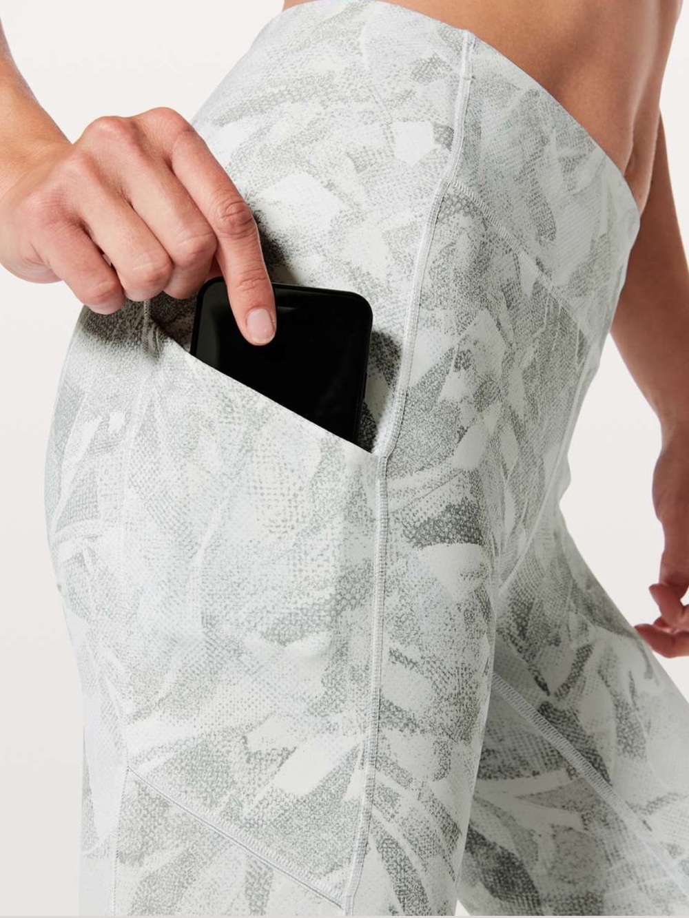 lululemon athletica High-Rise Athletic Shorts in Light Gray Leaf Print